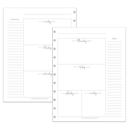 BetterNote Horizontal Undated Calendar Refill Pages for Disc Notebook, fits The Happy Planner, Discbound Levenger Circa, Staples Arc, TUL (Modern- 6 months, 11-Disc, 8.5"x11")