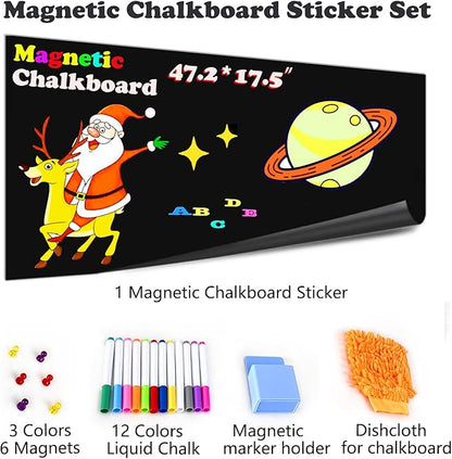 Self Adhesive Magnetic Chalkboard Contact Paper for Kids 47.2" x 17.5" Suitable for Home School Office Alternative Magnetic Blackboard Paint