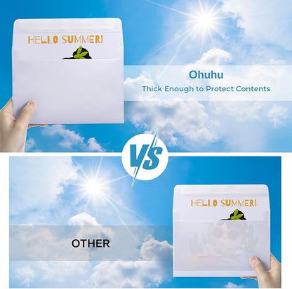 Ohuhu Blank White Cards and Envelopes 100 Pack, 4.25 x 5.5 Heavyweight Folded Cards and A2 Envelopes for DIY Greeting Card, Wedding, Birthday, Invitations, Thank You Cards & All Occasion