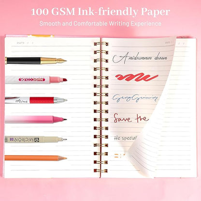 Yoment 3 Pack Spiral Notebook College Ruled A5 Spiral Bound Journal 160 Pages Thick Paper Plastic Hardcover Spiral Notebook 5x7 Wire Bound Notebooks for Note Taking School Office Supplies, 3 Color