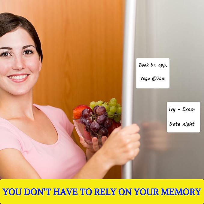 Dry Erase Reusable Sticky Notes - 12 Pack of 4″x4″ Whiteboard Stickers for Lists, Labels, Reminders & Decals - 2 Magnetic Markers - Adheres to Most Surfaces