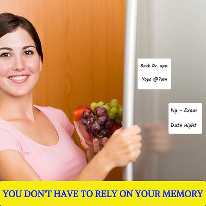 Dry Erase Reusable Sticky Notes - 12 Pack of 4″x4″ Whiteboard Stickers for Lists, Labels, Reminders & Decals - 2 Magnetic Markers - Adheres to Most Surfaces