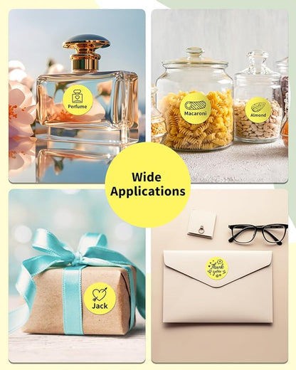 Phomemo Circle Sticker Label Compatible with M110/M100/M220/M250/M120/M150/M200 Label Maker, Round Thermal Label, 1.96" x 1.96"(50x50 mm), Black on Yellow