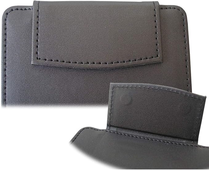 PU Leather Clipboard 8.6" X 4.7" - A6 Long File Clip Folder Document Organizer Writing Pad Office Business Card Holder - Magnetic Conference Pad with Pen Holder - Black