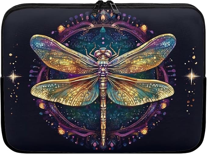 Dragonfly Printed Computer Bags for Laptops for Women, Large Capacity Computer Carrying Cover Laptop Briefcase, 10 Inch Water Resistant Laptop Case Portable Computer Case Bag