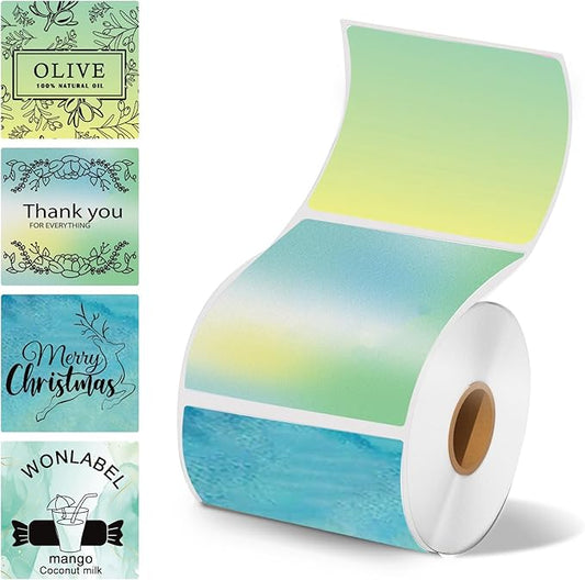 2inch Square Thermal Labels Self-Adhesive, 140 PCS/Roll Printer Labels for Business and Home, Thermal Sticker for/Shipping/Packaging/DIY Logo Design/Thanks Card/Inventory