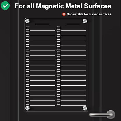 Acrylic Magnetic Dry Erase Board for Fridge, 12"X8" Clear Magnetic to Do List White Board, Acrylic Dry Erase to Do List for Refrigerator, Magnet Whiteboard 5 Markers 2 Pcs