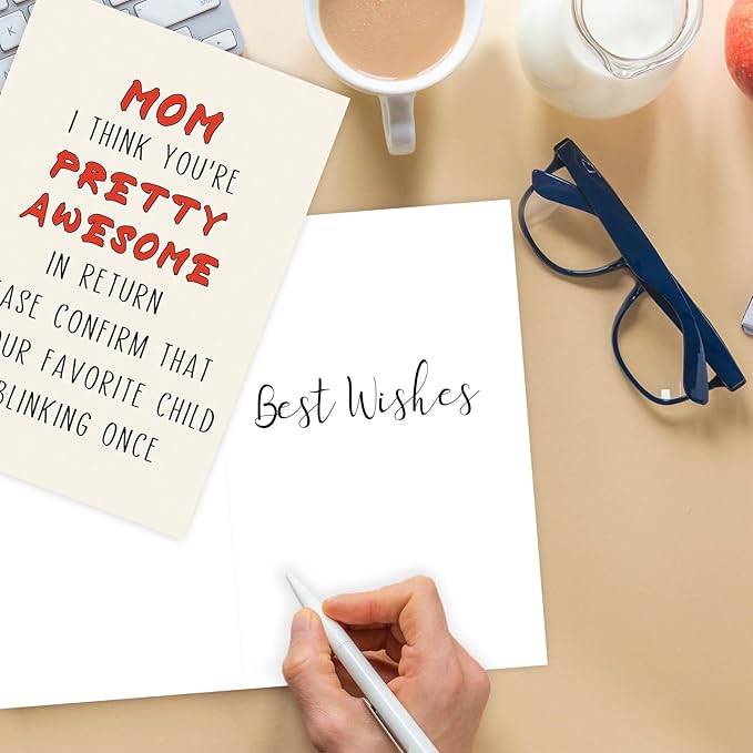 Funny Birthday Card for Mom, Cute Mother Birthday Card from Son Daughter, Sweet Greeting Card with Envelope, Best Mothers Day Gifts Idea