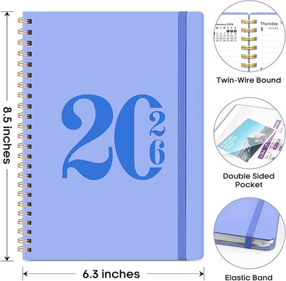 2026 Planner, Weekly and Monthly Calender Planner, Jan 2026 to Dec 2026, Hardcover 2026 Calendar Planner Book with Tabs & Inner Pocket, Office Home School Supplies for Women & Men - A5 (6.3" x 8.5"), Lavender
