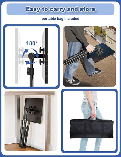 Projector Stand Tripod, Adjustable Height 26 to 56 Inch Laptop Tripod, Laptop Stand with Mouse Tray, Foldable Tripod for Projector with Carry Bag, Portable Podium Stand for Office, Home, Stage, DJ