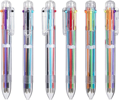 favide 6 Pack 0.5mm 6-in-1 Multicolor Ballpoint Pen,6-Color Retractable Ballpoint Pens for Office School Supplies Students Children Gift,Kids Party Favors (6)