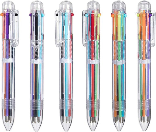 favide 12 Pack 0.5mm 6-in-1 Multicolor Ballpoint Pen,6-Color Retractable Ballpoint Pens for Office School Supplies Students Children Gift,Kids Party Favors