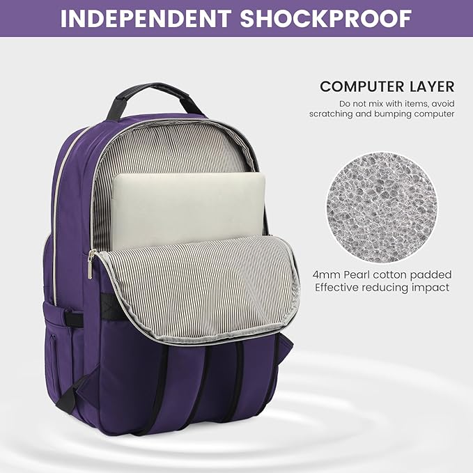 LOVEVOOK Laptop Backpack for Women 17.3 inch,Cute Women Travel Backpack Purse,Professional Laptop Computer Bag,Waterproof Work Business College Teacher Bag Carry on Backpack with USB Port,Royal Purple