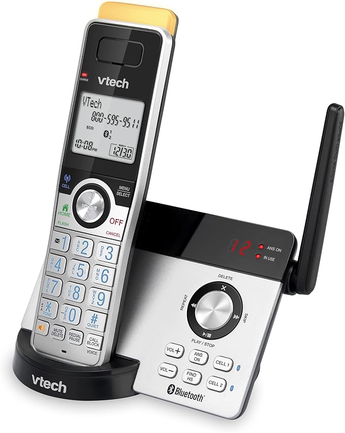VTECH IS8121 Super Long Range up to 2300 Feet DECT 6.0 Bluetooth Expandable Cordless Phone for Home with Answering Machine, Call Blocking, Connect to Cell, Intercom and Expandable to 5 Handsets