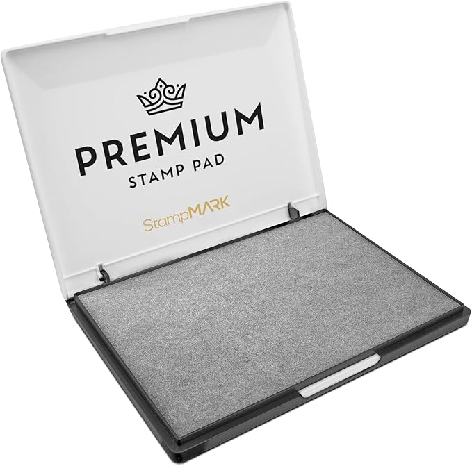 Premium Stamp Pad Extra Large Size 6" x 8" - for Traditional Rubber Stamps - Felt Pad Gray Color