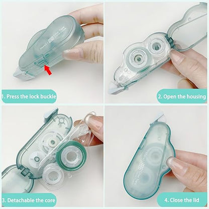 4 Pack Double Sided Tape Roller for Crafts,Adhesive Glue Runner for Scrapbooking,Journaling Home School Office Supplies,Scrapbook Tape,0.23IN x 39FT