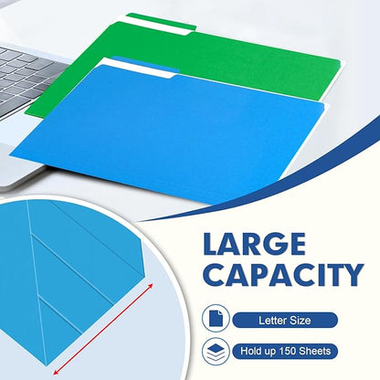 File Folder, PANDRI 270 Pack Colored File Folder, 1/3 Cut Tabs, Letter Size, Assorted 6 Colors Filing Folder for Office School Business