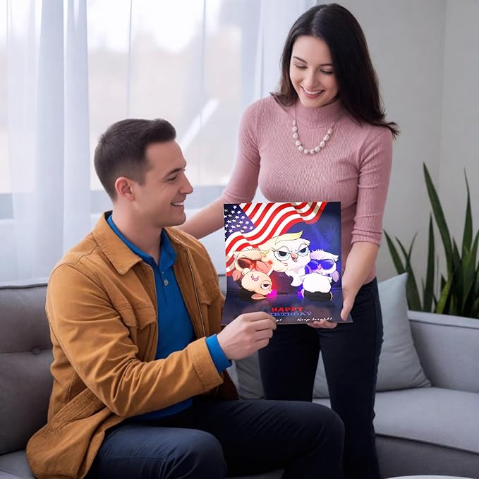 Birthday Card, 3D Pop Up Happy Birthday card, Funny Greeting Cards with Light and Music for Men, Dad, Husband, Women,Wife,Mom (Presidential Real Voice Birthday Blessings & Surprise)