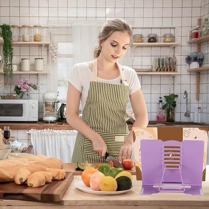 Metal Book Stand - Adjustable Book Holder for Reading (Full Purple)