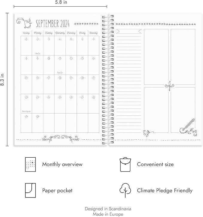 Doodle Academic Planner 2024-2025 | July 2024 - August 2025 | Weekly & Monthly Planner | Space for Creativity & Coloring | Planner stickers included | 120gsm paper