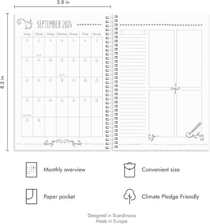 Doodle Academic Planner 2024-2025 | July 2024 - August 2025 | Weekly & Monthly Planner | Space for Creativity & Coloring | Planner stickers included | 120gsm paper
