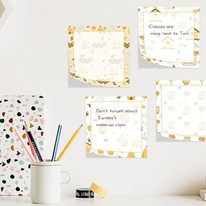18 Pieces Bee Sticky Notes Adhesive Bee Memo Notes Self-Stick Note Pads for School Office Home Supplies Students Teachers Presents, 9 Styles