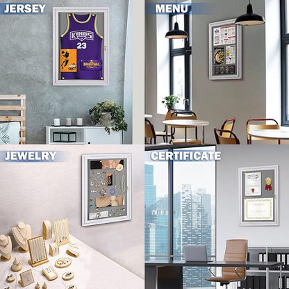 SWANCROWN Outdoor Lockable Gray Fabric Bulletin Board Shatter Resistant Display Cases Wall Mount Message Board with Swing Door,36x24 inches