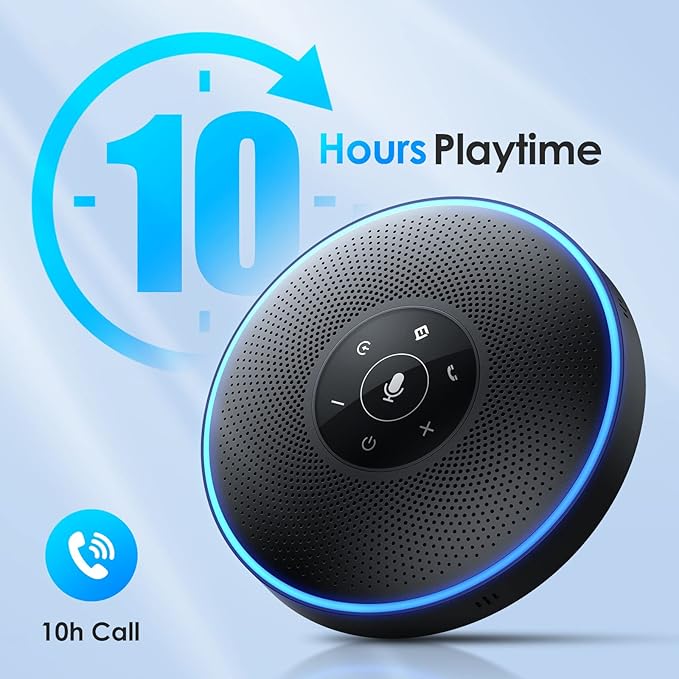 EMEET Bluetooth Speakerphone - Daisy Chain/Use Alone up to 16 attendees, M220 Professional Wireless Speakerphone 360°Voice Pick-up 8 AI Noise Cancellation Mics Skype Speakerphone for Conference Calls