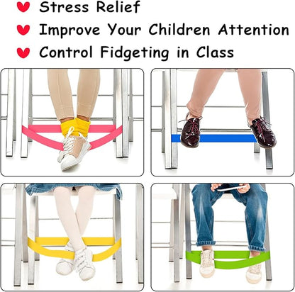 25 Pack Chair Bands for Kids with Fidgety Feet, ADHD Tools for Kids, ROOKEA Sensory Classroom Must Haves for ADHD Kids Fidget Chair Bands ADD Autism ADHD Chair Bands for Classroom Home Chairs
