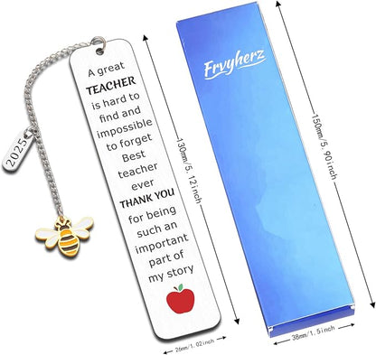 Teacher Christmas Gifts, Teacher Appreciation Gifts, Teacher Gifts for Women, Cute Bee Bookmark Gifts for Teachers, Teacher Thank You Gifts, Valentines Day Gifts for Teachers, Teacher Retirement Gift