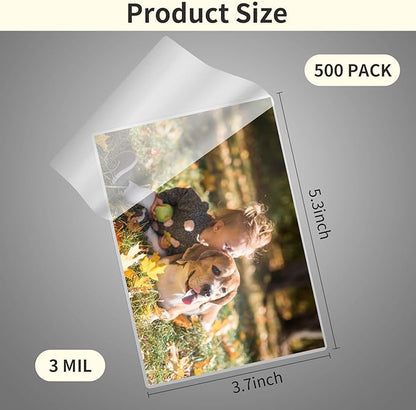Index Card Laminating Pouches 3x5 File Card Laminating Pouches Lamination Pouches Recipe Card Laminating Pouches for Work Permits Pass Cards Student ID Cards (500, 3mil)