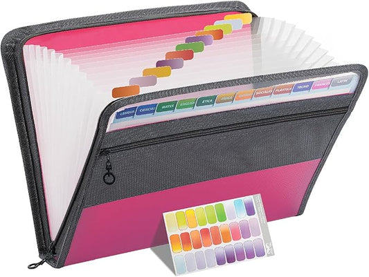 Mr. Pen- Accordion File Organizer, 13 Pockets, Pink, Document Organizer, Expanding File Folder Organizer, Accordion Folders for Documents, Accordian Folder, Accordian File Organizer