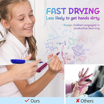 SFAIH Low Odor Dry Erase Markers Fine Tip - Whiteboard Markers 12 Pack 12 Assorted Color, Fine Tip Dry Erase Markers For Kids Adults, Color Markers for Classroom