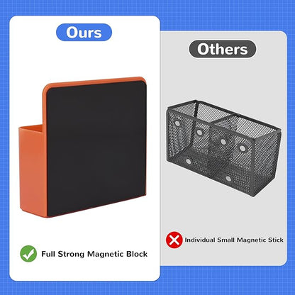 Magnetic Dry Erase Marker Holder, Magnetic Pen Holder for Fridge, Magnetic Marker Holder, Whiteboard Marker Holder for Locker Accessories, School, Office, Home, Magnetic Cup,1 Pack,Orange