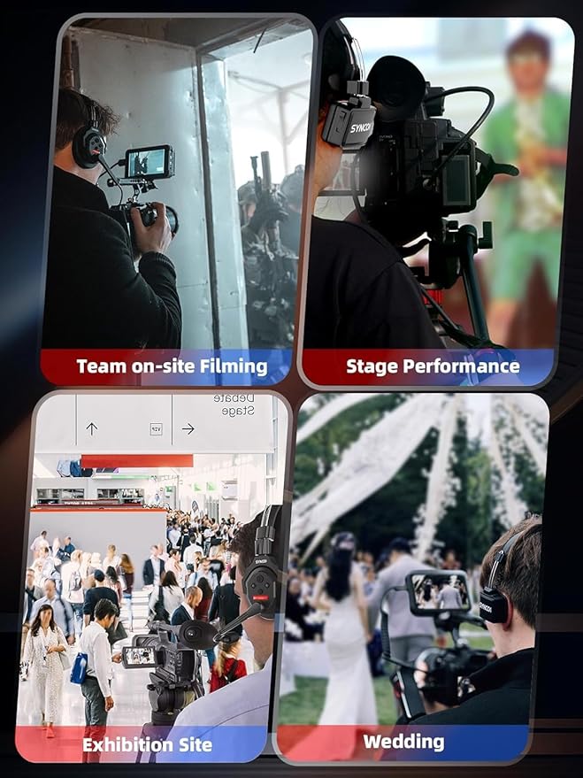 SYNCO XTALK X5 Wireless Intercom Headset System 2.4GHz 1148ft/350m Real-time Monitoring Communication Headset for Live Show Stage Performance Movie Shoot (X5 for 5 Persons)