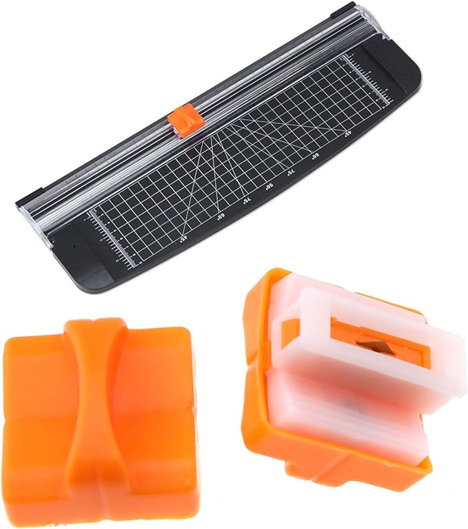 SING F LTD Paper Cutter Replacement, A4 Paper Cutter Blades Cutting Tool with Safe Pressing Design 10pcs Orange