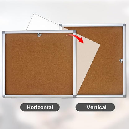Outdoor Enclosed Cork Bulletin Board Tamper-Proof Dispaly Case, Aluminium Frame, Weatherproof Cork Noticeboard, Enclosed Cork Board for School, Office, Restaurant, Hospital etc（28 * 26inches）