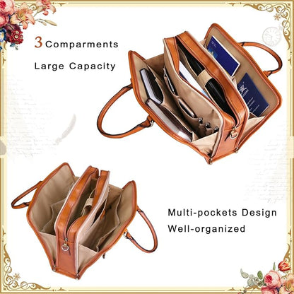 Banuce Vintage and Stylish Genuine Full Grains Italian Leather Briefcase for Women Laptop Bag Business Work Bag