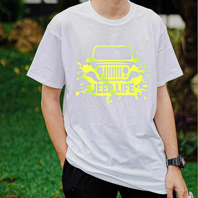 VINYL FROG Heat Transfer Vinyl Roll HTV Vinyl - 12"x5ft Neon Yellow Iron on Vinyl for T-Shirts, Heat Press Vinyl for DIY Craft Designs (Neon Yellow)