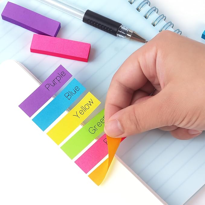 30 Pads 0.6x2 Inch Sticky Notes Flags Tabs Page Markers 10 Bright Color Sticky Index Tabs Page Flags 80 Sheet/Pad