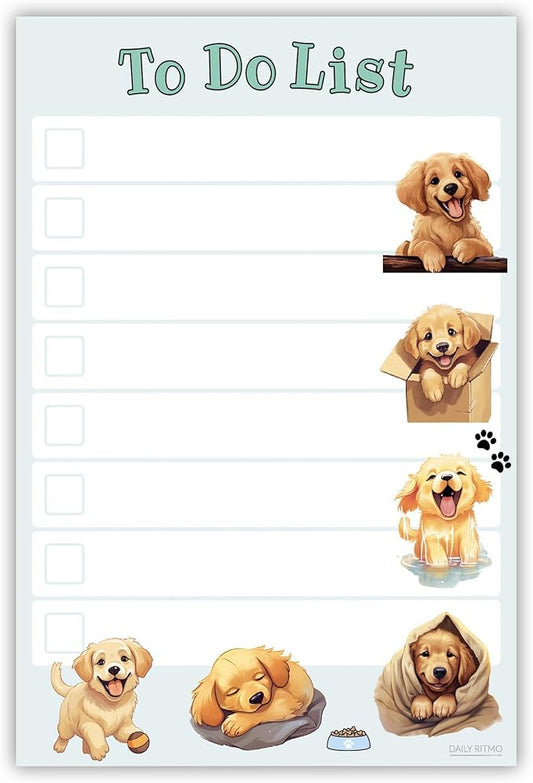 Golden Retriever Sticky Notepad to Do List | Kawaii Lover Gifts for Women | Office School Supply Dog Sticky Notes 4"x6" 50 Pages