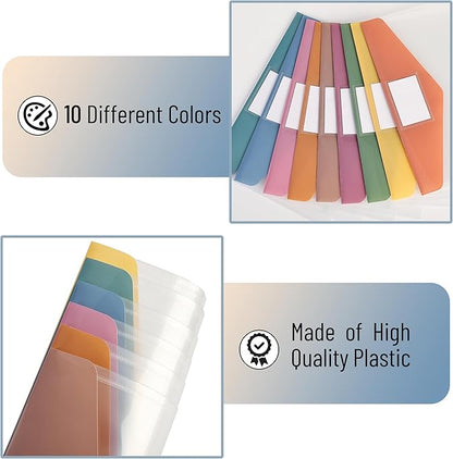 Mr. Pen- Clear Plastic Envelopes with Snap Closure, 10 Pack, A4, Letter Size, Colorful Flaps, Clear Folders for Documents Plastic Envelopes for Documents