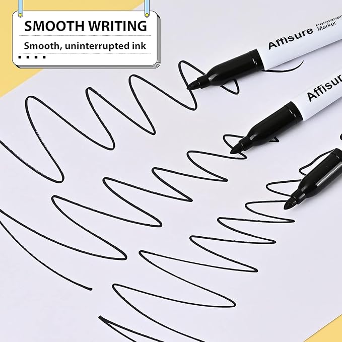 Permanent markers, 60 packs permanent markers bulk, quick drying in one second, waterproof, smooth, not easy to erase, durable, can be marked on glass, tiles and cloth, office supplies