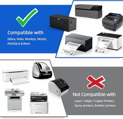 12 Rolls 2" x 1" Direct Thermal Labels for Barcodes Postage Address Shipping Labels Compatible with Rollo & Zebra Desktop Printers Adhesive - 1300 Labels/Roll