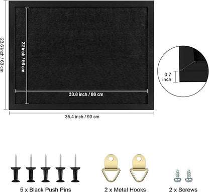 TORASO Cork Board Bulletin Board, 23.5" X 35.5" Cork Boards for Walls with Pins, Eye Bolts, gaskets, Screws, Pin Board for Office, School and Home (BK,60x90cm,1p)