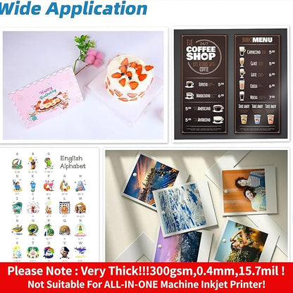 Uinkit 100 Sheets 8.5x11 Letter Size Thick Heavyweight Photo Paper Double Sided Glossy Cardstock 80LB 300Gsm 15.7Mil Brochure, Only for professional Inkjet Printer and Dye Ink