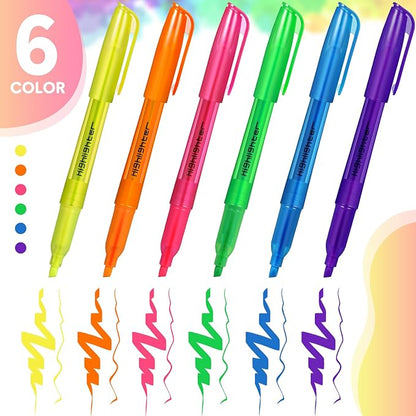 Thenshop 600 Pcs Highlighter Bulk Pack Assorted Colors Highlighter Markers Chisel Tip Fluorescent Pens for Office Classroom Back to School Supplies