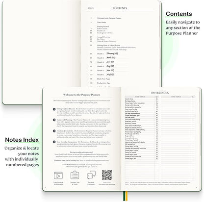 Roterunner Hardcover Purpose Planner Notebook B5 7.5 x 9.8 Undated Daily Planner 2024-2025 Daily Weekly and Monthly Productivity Planner Life Planner ADHD Planner for Adults Self Care Journal