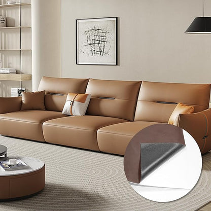 CHEIGHY Self-Adhesive Leather Repair Patch Kit for Furniture, Sofas, Car Seats, Chairs, Shoes - 17x79 Inch Light Brwon PU Leather Repair Tape for Couch (Waterproof, Durable, Easy to Use)