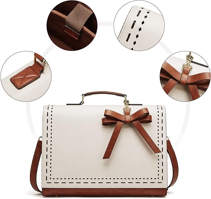 Telena Laptop Tote Bag for Women, 15.6 Inch Shoulder Tote Bag Leather Briefcase for Women, Large Capacity Handbag Bags